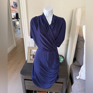 Catherine Malandrino Elegant Navy Blue Draped Dress